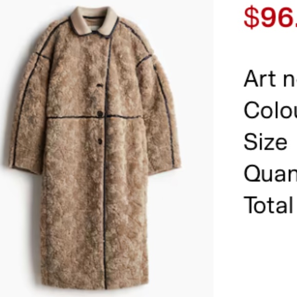 H&M TEDDY FLEECE COAT - Picture 2 of 7